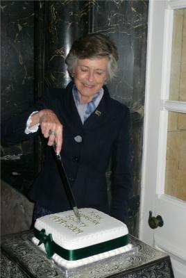 Figure 2: Lady Crathorne cutting the 70th anniversary celebration cake. Reproduced by kind permission of James Crathorne