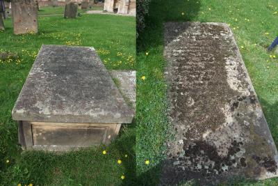 Figure 3 - Chest tomb (left) and ledger slab (right) (Image Copyright - Mark Simpson)