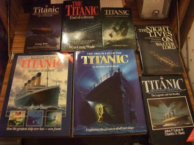 Figure 1 - Just some of the author's collection of Titanic books. (Image Copyright - Mark Simpson)