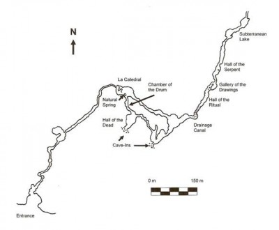 Figure 1: Map of Juxtlahuaca Cave, Guerrero (After Gay 1967, 31)