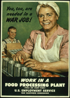 Figure 1: During the Second World War, a concerted effort on the part of the Federal Government and corporations to exploit American productivity inadvertently led to an assembly line consumer culture (Bensing 1945)