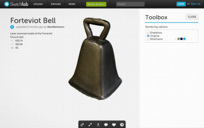 Figure 1: Interacting with the Forteviot Bell model using Sketchfab<br />
(Reproduced with kind permission of Alice Watterson, Glasgow School of Art, Digital Design Studio)