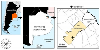 Figure 1. Location of the site “La Elvira”, in La Matanza, Province of Buenos Aires, Argentina (Image Copyright: Daniela N. Ávido).