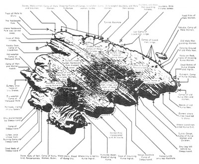 Figure 1. The totemic geography of Ayers rock (after Tilley 1994, fig. 2.4).