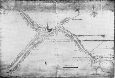 Figure 5. First known map of Wakefield dating from 1771 (Speak and Forrester 1971, 37).  Although Wakefield Bridge is labelled, the Chantry Chapel is not shown, which is a possible indicator of loss of status associated with its secular use.
